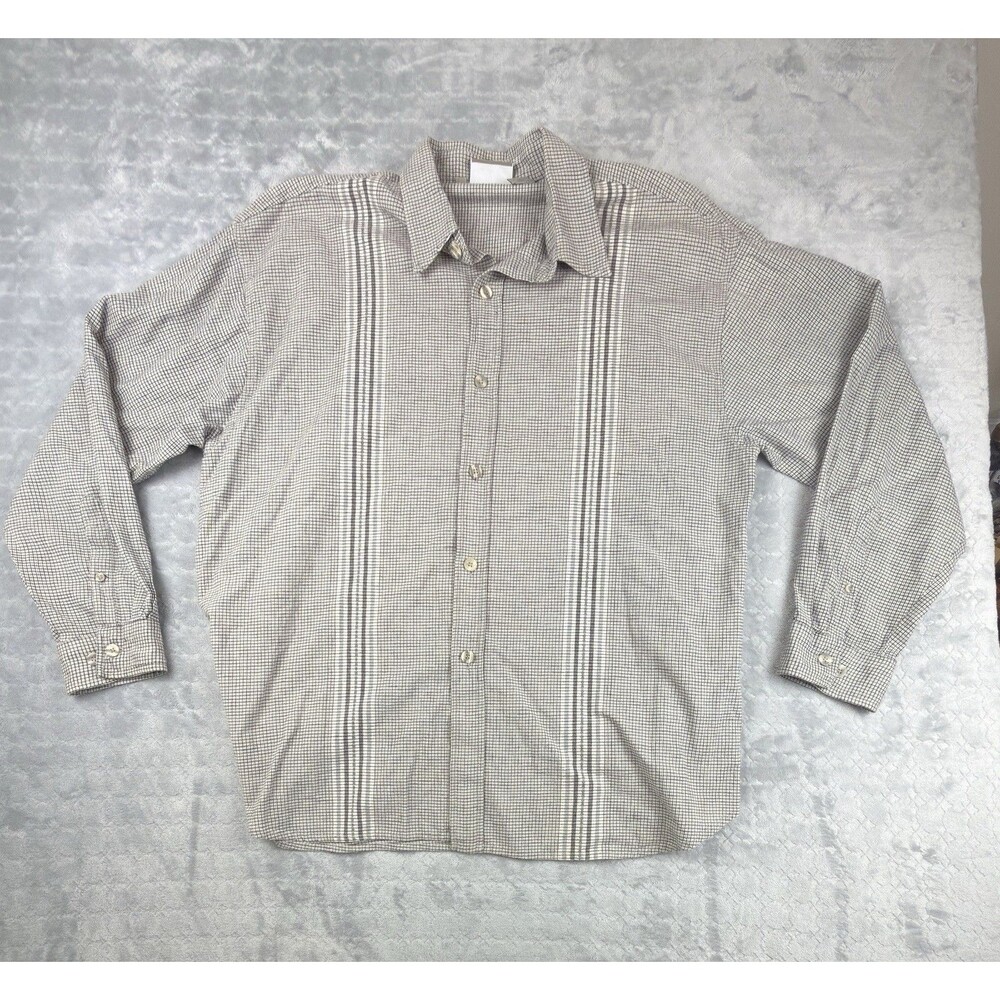 Industrial Rags Mens XL Plaid Stripe Button Up Shirt 100% Cotton Long Sleeve